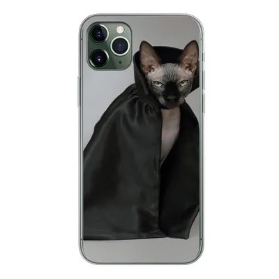 Produktbild von MuchoWow® Handyhülle Schutzhülle Hülle für iPhone 11 Pro Max Katze - Umhang - Schwarz Silikon Softcase Handy Hülle - Schutz