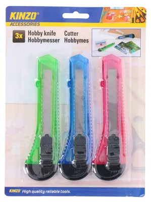 Produktbild von KINZO Cuttermesser-Set, 18 mm 3 Stück