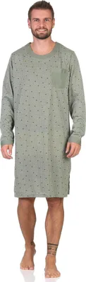 Immagine prodotto di Camicia da notte da uomo con maniche lunghe e collo rotondo, oliva/M