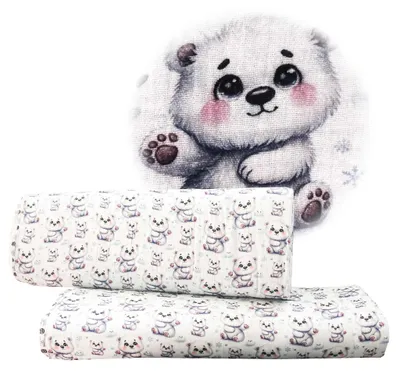 Musselin Bärchen Double Gauze Kinderstoff Baumwollstoff Meterware