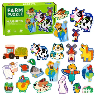 Produktbild von Magnet-Set Haustiere Bauernhof Kühlschrankmagnete, magnetische Puzzles, 30 Teile