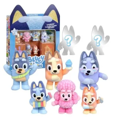 Productafbeelding van Moose Toys Bluey Fuzzies, 4 stuks, Blauw, Plastic