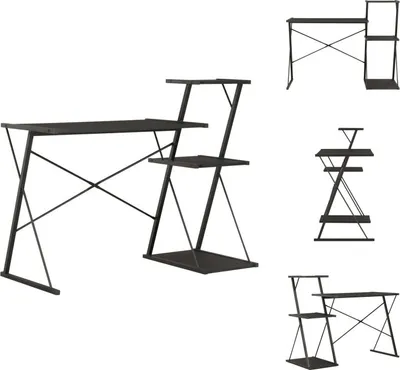 Zdjęcie produktu dla vidaXL Biurko z półką czarne 116×50×93 cm - Biurka