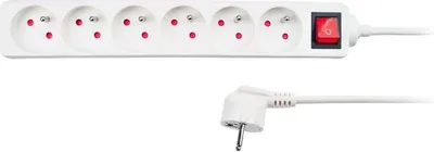 Produktbild von Solight Verlängerungskabel, 6 Steckdosen, weiß, Schalter, 1,5m