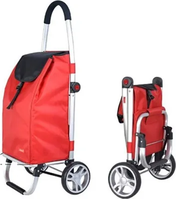 Obrázek produktu pro Taška nákupní na kolečkách 98 x 48 x 36 cm, skládací, červená