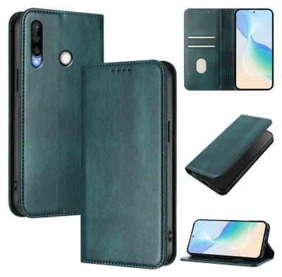 Image de Etui pour Huawei P30 Lite, étui en cuir vintage avec protection RFID, fentes pour cartes, support Vert