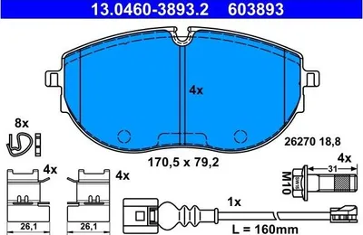 Immagine prodotto di Pastiglie freno complete ATE 13.0460-3893.2