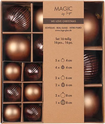 Produktbild von Weihnachtskugeln Glas 4-8cm Mix gerillt 16er Set - Elegant Lounge