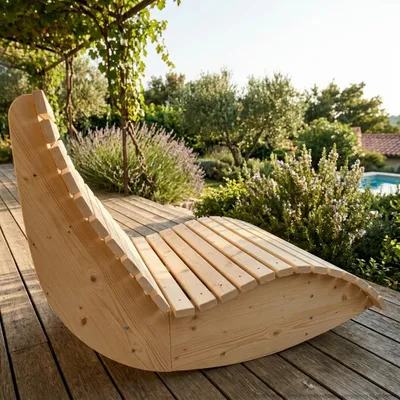 Produktbild von Holzliege Wellenliege Waldsofa Gartenliege "Schaukel-Sannerl" (Fichte) Breite 120cm Schaukelliege Relaxliege Himmelsliege