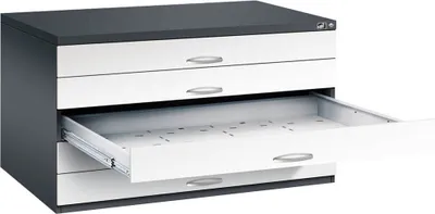 Produktbild von CP 7200 Planschrank schwarzgrau, verkehrsweiß 5 Schubladen 135,0 x 96,0 x 76,0 cm