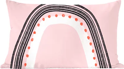 Produktbild von MuchoWow® Zierkissen Sofakissen Wohnzimmer Dekokissen 60x40 cm Regenbogen - Minimalismus - Rosa - Kopfkissen - Polster mit Foto