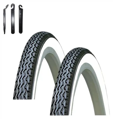 Immagine prodotto di 2 pneumatici per bicicletta Kenda K-133, misura 37-590 (26 x 1 3/8), colore nero/bianco, inclusi levagomme