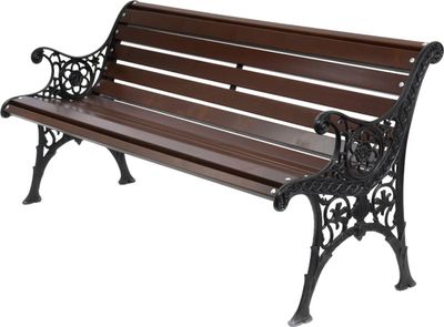 Zahradní lavička s litinovým rámem, vyrobená z masivního borovicového dřeva, model 0121