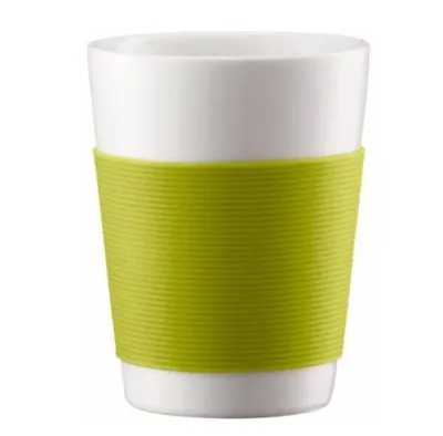 Produktbild von Bodum Tasse Canteen Tassen 100ml, 2Stk doppelwandige Espressotassen grün Becher, Kaffeetasse Porzellantasse Kaffee Kaffeebecher Espresso Doppelwandig