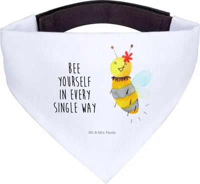 Produktbild von Mr. & Mrs. Panda Bandana Biene Blume - Weiß - Geschenk, Dreieckstuch, Halstuch Hund, Hundehalstuch, Hunde, Für