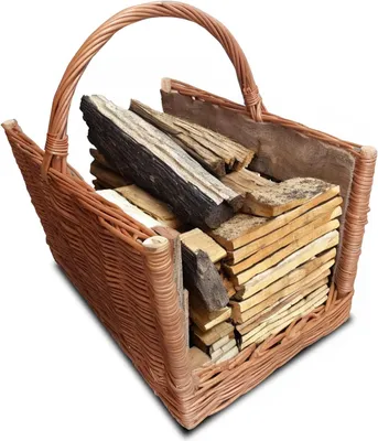 Zdjęcie produktu dla Ogrodzenia Wiklinowe Duży Wypleciony Kosz na Drewno Opałowe do Kominka 47 x 30 cm Wiklinowy Kosz z Solidnym Uchwytem i Jutową Tkaniną