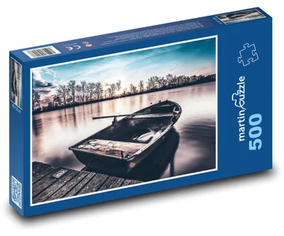 Produktbild von Puzzle 500 Boot am See bei Sonnenuntergang - martinpuzzle