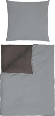 Produktbild von aboutyourhome bettwäsche Bettwäsche Baumwolle Uni Wende 155x220 / 80x80 cm Set Rosa Grau Beige, Grau / 2 tlg.