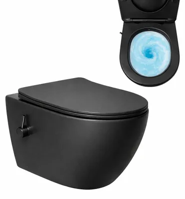 Produktbild von SAT Fusion Wand-WC mit Bidet und Wirbelspülung WC-Sitz mit Absenkautomatik inklusive Montageset, schwarz matt
