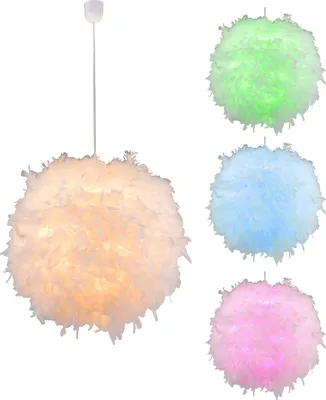 Produktbild von RGB LED Pendellampe mit weißem Federn für Ihren Wohnraum