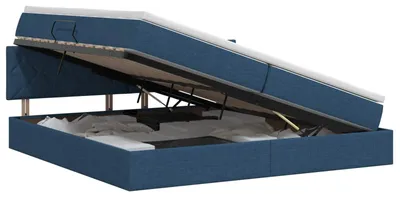 Produktbild von Aufbewahrungsbett mit Matratze Blau 200 x 200 cm Samt