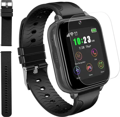 Produktbild von (Schwarz) T12 4G Smart Watch für Kinder, Touchscreen-Kinderuhr mit GPS-Tracker und Anrufen, Sprachvideoanruf, SOS-Kamera, Musik-Player