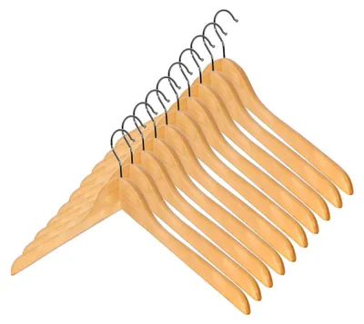Produktbild von Standard Holzkleiderbügel platzsparend Kleiderbügel dünn Natur - 10 Stück