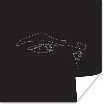 Produktbild von MuchoWow® Poster Strichzeichnung - Mann - Augen 75x75 cm - Wand Dekoration