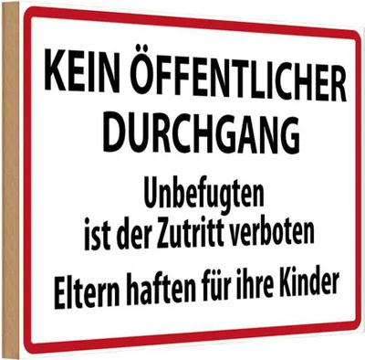 Produktbild von vianmo Holzschild 12x18 cm Kein Öffentlicher Durchgang Warnschild Hinweisschild