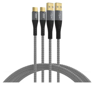 Produktbild von EFB USB-A auf USB-C Kabelset 60W QC 3A 2x3m grau