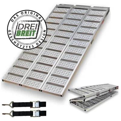 Produktbild von DREIBREIT by TRUTZHOLM Alu Auffahrrampe 175 cm 2-fach klappbar Tragkraft 1020kg gelocht Verladerampe