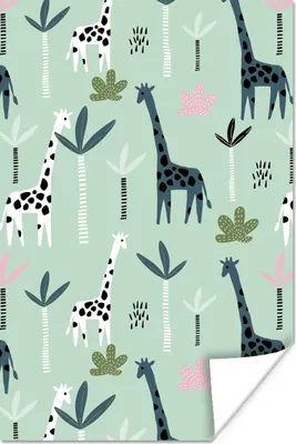 Produktbild von MuchoWow® Poster Giraffe - Baum - Grün 40x60 cm - Plakate für die Wand - Poster Babyzimmer