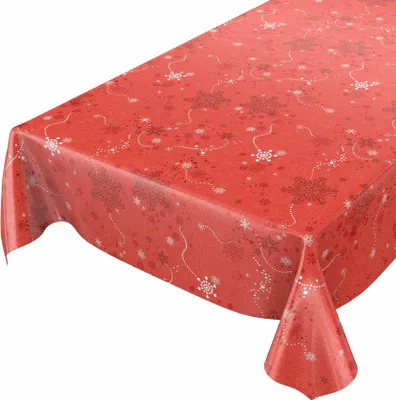 Produktbild von Tischdecke Wachstuch Weihnachten Rot Robust Wasserabweisend Breite 140 cm Länge 180 cm