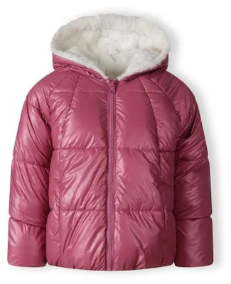 Produktbild von Minoti Steppjacke Wendejacke Metallisch Lila für Mädchen - Wattierte Winterjacke mit Kapuze und Teddyfell-Futter