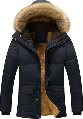 Immagine prodotto di Giacche invernali da uomo con cappuccio staccabile, cappotto caldo e spesso, nero, XL