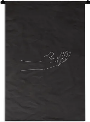 Produktbild von MuchoWow® Wandteppich Wandbehang Hand - Strichzeichnung - Schwarz 60x90 cm Tapisserie Dekoration Wandtuch - Foto-Teppich - Abwaschbar