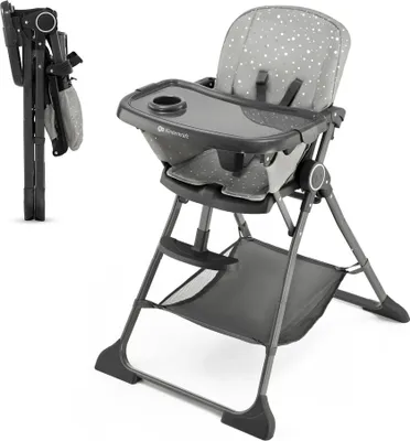 Obrázek produktu pro Kinderkraft FOLDEE - skládací vysoká židle - nastavitelná - 3 polohy opěradla - kompaktní design - od 6 měsíců - šedá