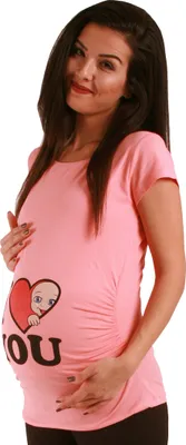 Produktbild von M.M.C. Umstandsshirt I Love You mit Motiv, L, Lachsfarbe