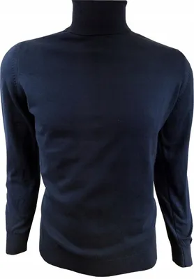 Produktbild von anagre Herren Strickpullover Warmer Pullover mit Rollkragen Rollkragenpullover für Männer Pulli Rolli normal geschnitten 100 % Baumwolle Größe XL Blau