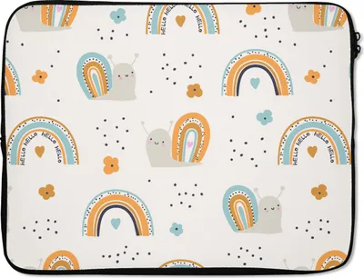 Produktbild von MuchoWow® Laptop Hülle 17 Zoll Laptoptasche Tiere - Muster - Regenbogen - Blumen - Zipper - Schutzabdeckung