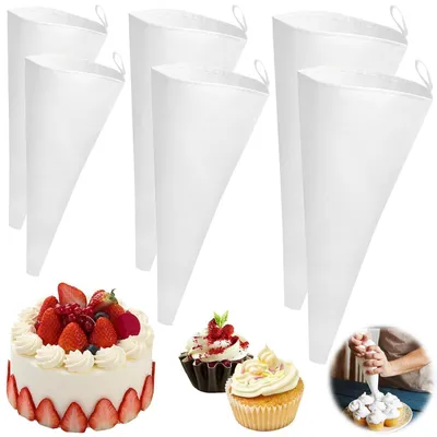 Produktbild von Spritzbeutel Set 6 Stück Wiederverwendbar Weiß 30/35/40 cm Baumwolle