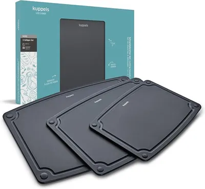 Imagen del producto de Juego de 3 tablas de cortar, de celulosa, con ranura para líquidos, color