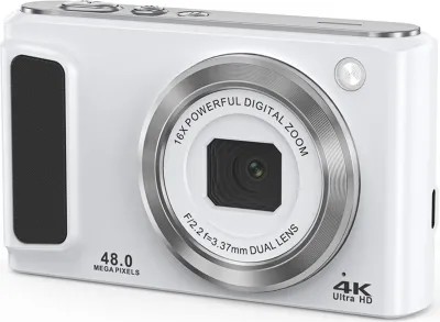 Produktbild von INF 4K HD-Digitalkamera mit Vorder- und Rückkamera und Stabilisierung Weiß