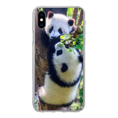 Produktbild von MuchoWow® Handyhülle Schutzhülle Hülle für iPhone Xs Pandas - Baum - Natur Silikon Softcase Handy Hülle - Handytasche