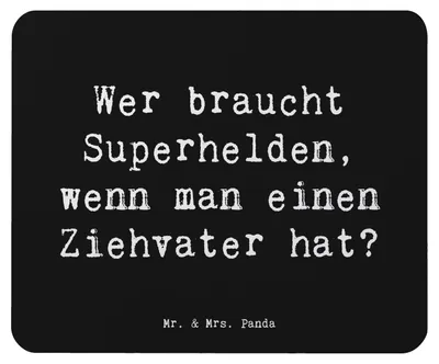 Produktbild von Mr. & Mrs. Panda Mauspad Spruch Ziehvater Held - Schwarz - Geschenk, Beziehung, laptop mousepad, Bonusvater, Familie, mousematte, Inspiration, Geburtstage, Stiefvater