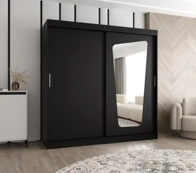 Obrázek produktu pro Šatní skříň 200 cm ZAMIRA se zrcadlem - černá