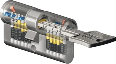 Produktbild von Winkhaus Doppelzylinder Key Tec N-Tra- Zylinderschloss beidseitig schließbar- Haustürschloss Ergänzungsprogramm 35/85, Messing vernickelt matt