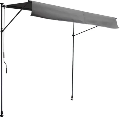 Image de Store banne pour balcon CHENE 2 × 1,2m - Toile anthracite et structure grise