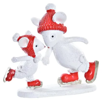 Weihnachtsdekoration, Harz, 10 x 4 x 9 cm, weiß/rot
