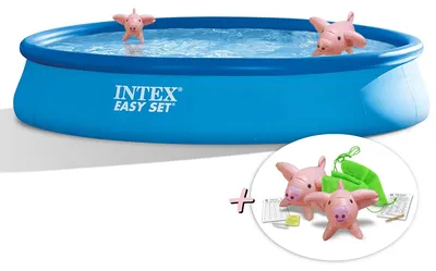 Produktbild von INTEX 28158GN Easy Set PoolSet inkl GS-Pumpe, 457x84cm + aufblasbare Schwimmtiere